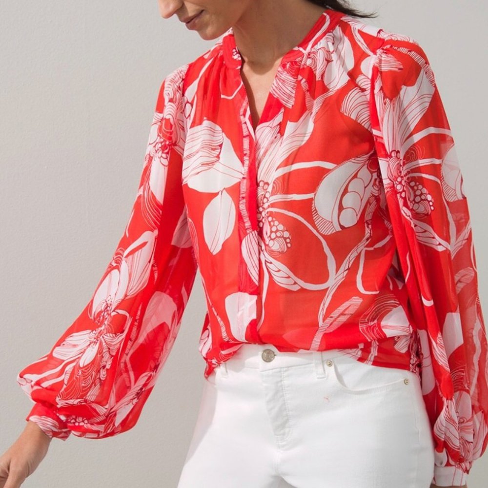 CHICO'S TRAPUNTO BLOUSE | SIZE: M (12/14)